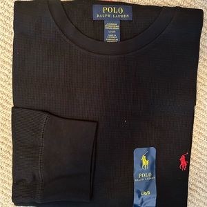 Polo Ralph Lauren black, waffle long sleeved t-shirt.  NWT